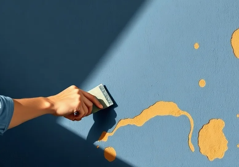 Application d'un enduit décoratif à la lisseuse sur un mur