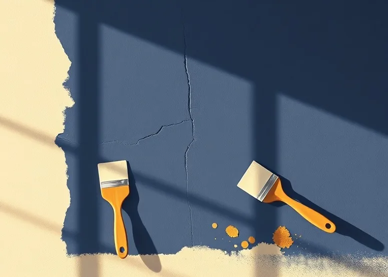 Ponçage et rebouchage des fissures avant mise en peinture